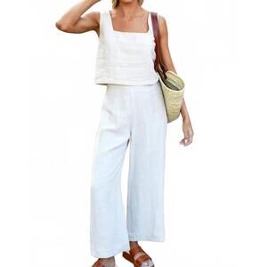 NEW EMERSON FRY roma wide leg pant in natural linen